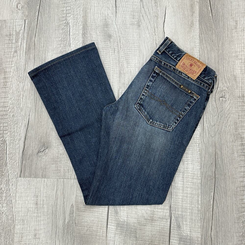 VTG Lucky Brand Jeans Women 6/28 Blue Bootcut Dungarees Button Fly USA MADE Y2K